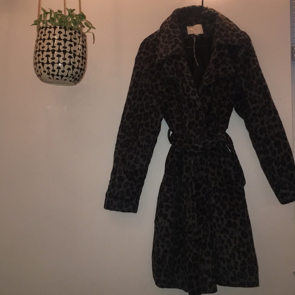 A New Day Black & Gray Leopard Print Wool Jacket